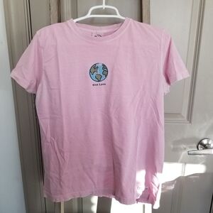LIFE IS GOOD tshirt pink T-Shirt with Planet Earth design & Jake
